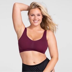 Honeylove Soft Form Bra Wireless Sports Bra Fig Maroon Red Medium 36B 36C NWT